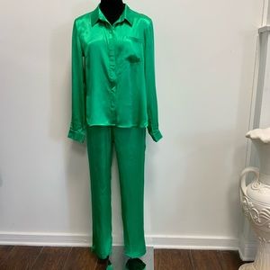 Satin button down- top